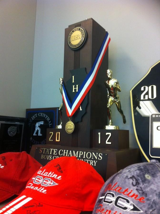 The Cross Country State trophy lost its topper after falling off a table at open house