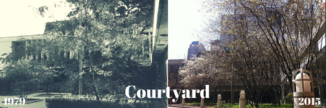 The courtyard in '79 was more like a garden than what students know today.