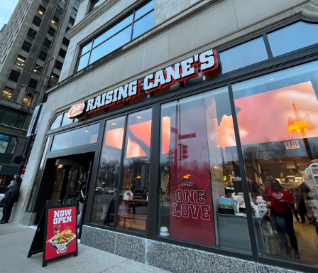 OPENING: Storefront of the new Raising Cane’s location in the Loop, Chicago