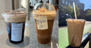 The different tested drinks (Starbucks, Peets, Necessary and Sufficient), Pictures by Forest Pillman
